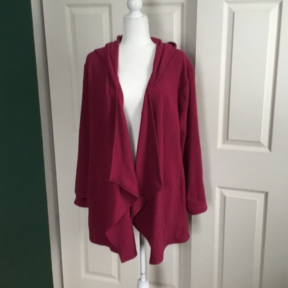 Cuddl Duds Women's Deep Red Open Front Cardigan